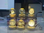 3D Crystal Ball Lamp with Wooden Base